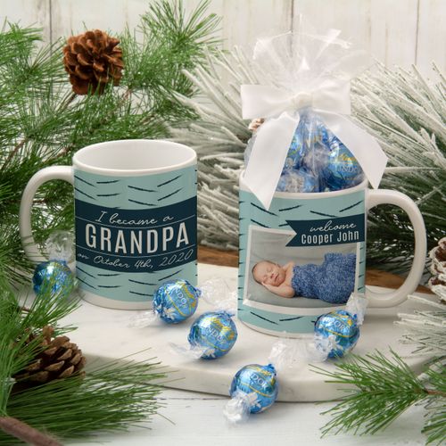 Personalized I Became a Grandpa 11oz Mug with Lindt Truffles