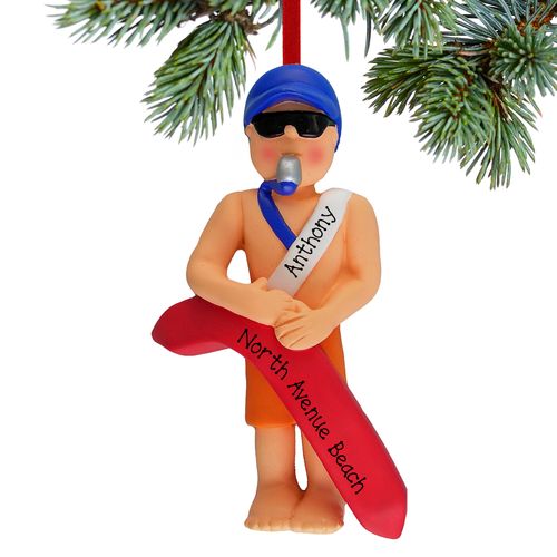 Personalized Lifeguard Male Christmas Ornament
