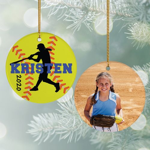Personalized Softball Photo Christmas Ornament