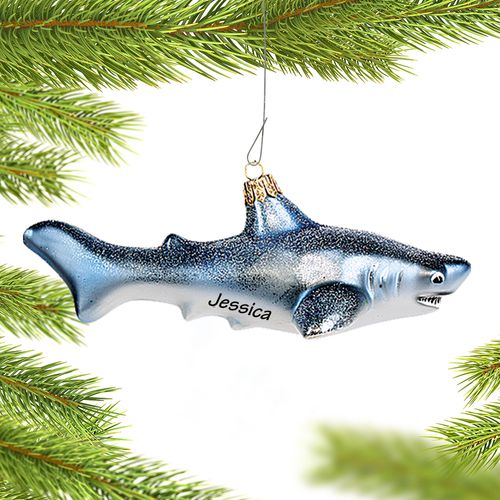 Personalized White Shark Christmas Ornament