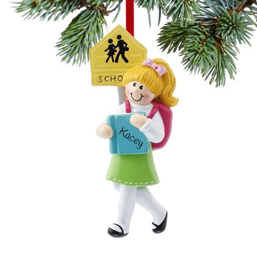 Personalized School Girl Christmas Ornament