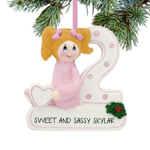 Personalized Second Christmas Girl Christmas Ornament