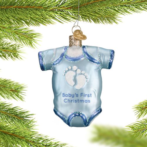 Personalized Blue Baby Onesie Christmas Ornament