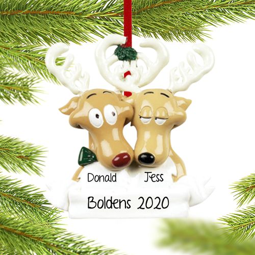 Personalized Reindeer Family 2 Christmas Ornament