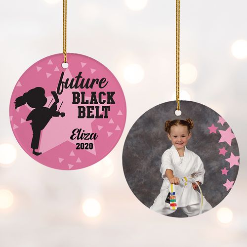 Personalized Future Black Belt Girl Christmas Ornament