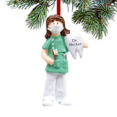 Personalized Dentist or Hygienist Female Christmas Ornament