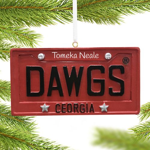 Personalized Georgia Bulldogs License Plate Christmas Ornament