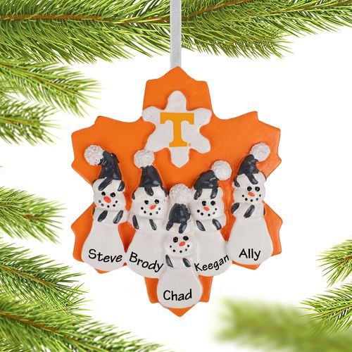 Personalized University of Tennesse Snowman Family of 5 Christmas Ornament