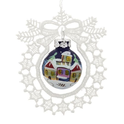 Personalized Wreath Lace Ornament Village Christmas Ornament