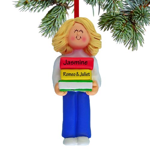 Personalized Reader Girl Christmas Ornament