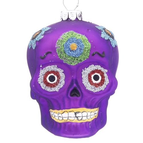 Personalized Day of the Dead Skull (Purple) Christmas Ornament
