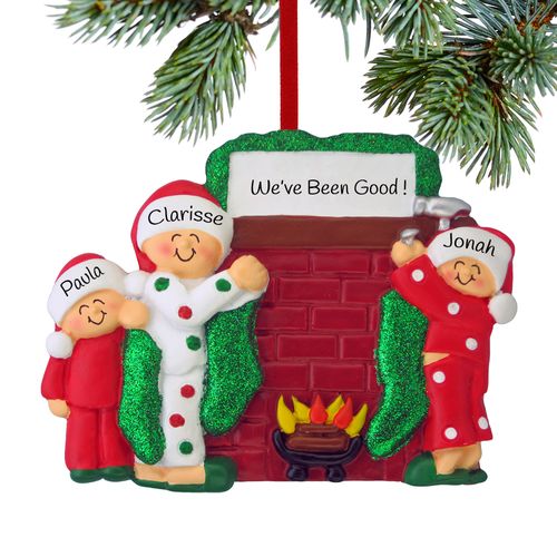 Personalized Hanging Stockings Family of 3 Christmas Ornament