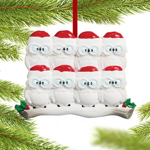 Personalized Wise Owl Family of 8 Christmas Ornament