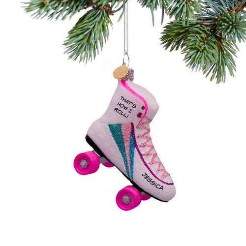 Personalized Rainbow Rollerskate Christmas Ornament