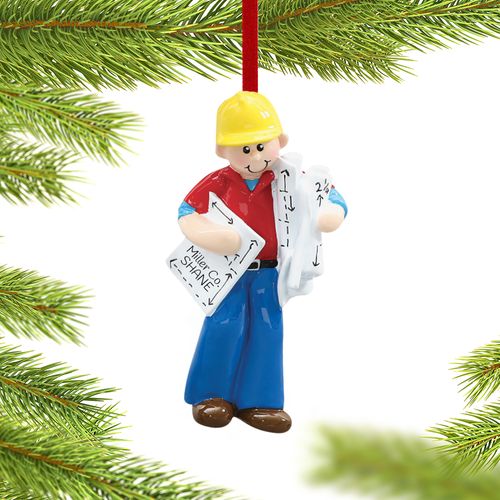 Personalized Architect or Construction Foreman Christmas Ornament