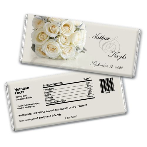 Wedding Rehearsal Dinner Personalized Chocolate Bar White Bouquet