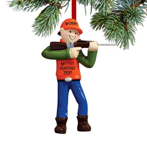 Personalized Hunter in Shooting Stance Christmas Ornament