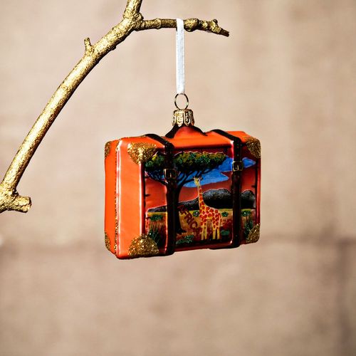 Personalized Africa Travel Suitcase Christmas Ornament