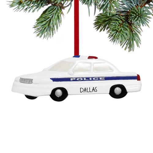 Personalized Police Car with Blue Stripe Christmas Ornament