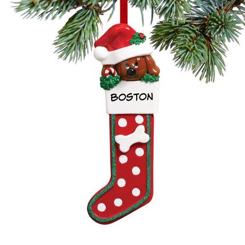 Personalized Doggie Stocking Christmas Ornament