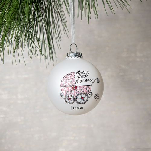 Personalized Baby's First Christmas Pram (Girl) Christmas Ornament