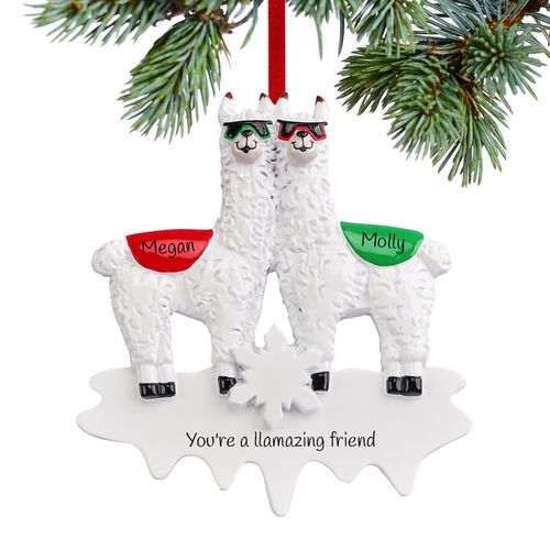 Personalized Cool Llamas Christmas Ornament