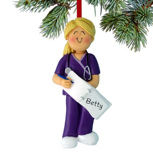 Personalized Nurse, EMT, or Physician Assistant Female Christmas Ornament