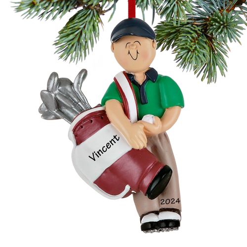 Personalized Golfer Male Christmas Ornament