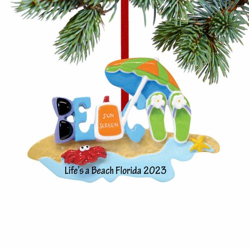 Personalized Beach Christmas Ornament