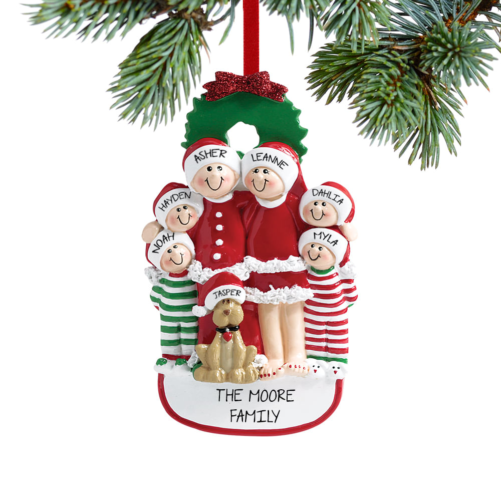 Personalized Family of 6 Christmas Ornaments