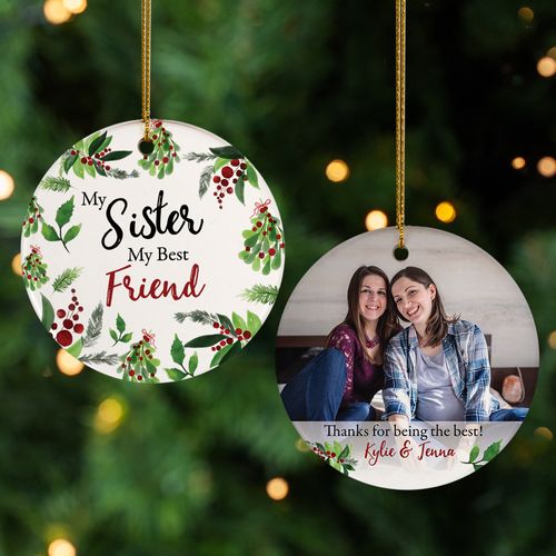Personalized Sister Photo Christmas Ornament