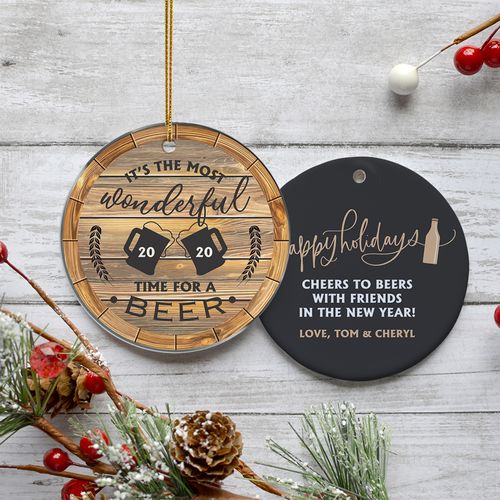 Personalized Beer Drinkers Christmas Ornament