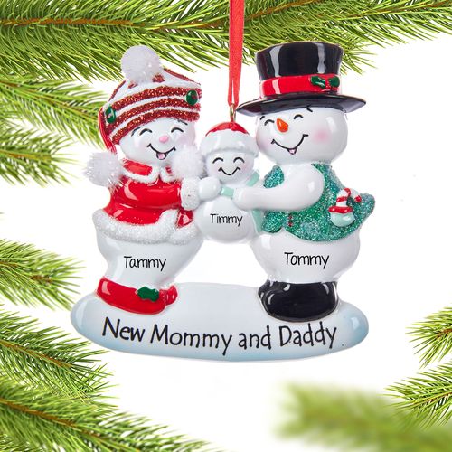 Personalized New Mommy and Daddy Family Christmas Ornament