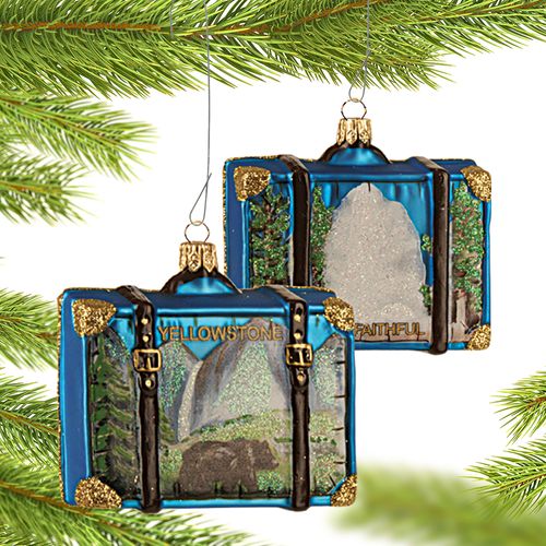 Personalized Yellowstone Travel Suitcase Christmas Ornament