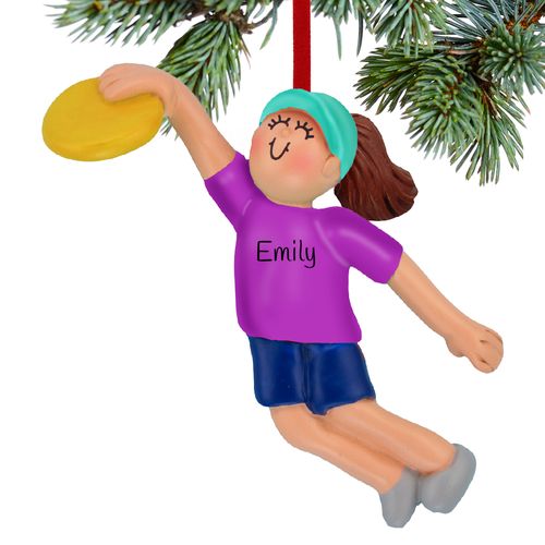 Personalized Ultimate Frisbee Girl Christmas Ornament