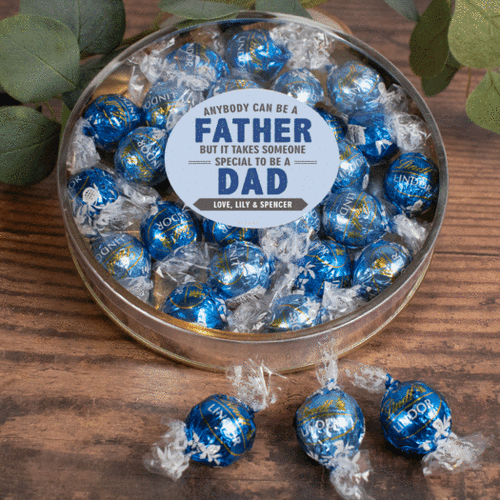 Personalized Father's Gift Gifts Large Plastic Tin with Lindt Truffles (20pcs) - Special Dad