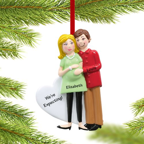 Personalized Pregnancy Couple Christmas Ornament