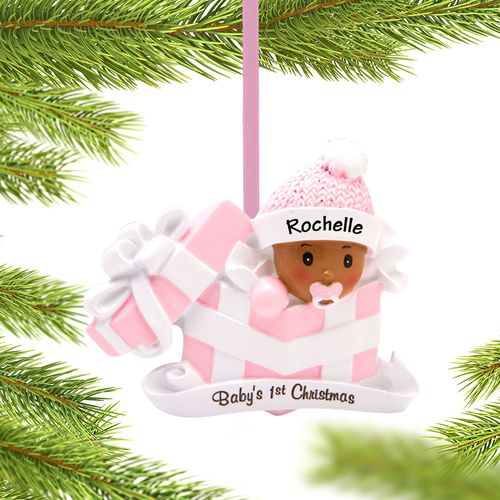 Personalized Baby Girl First Christmas Present Christmas Ornament