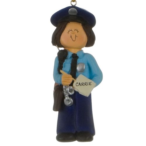 Personalized Policewoman Christmas Ornament