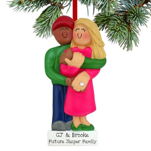 Personalized Engagement Couple Christmas Ornament