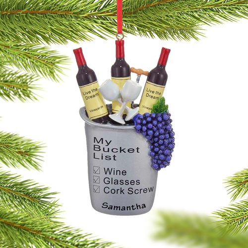 Personalized My Bucket List Wine Bucket Christmas Ornament