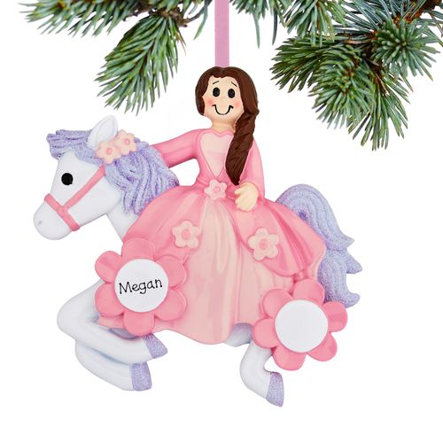 Personalized Princess Riding Her Unicon Christmas Ornament