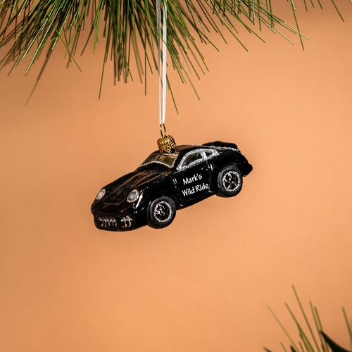 Personalized Black Sports Car Christmas Ornament