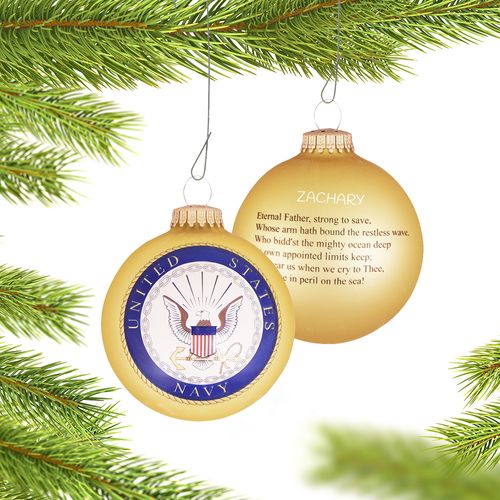 Personalized Navy American Pride Christmas Ornament