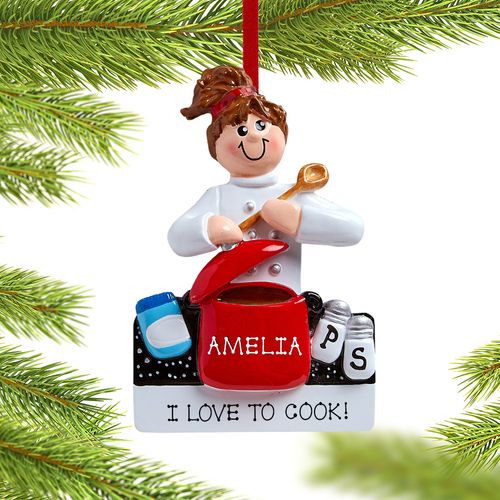 Personalized Loves to Cook Christmas Ornament