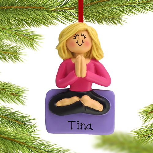 Personalized Yoga Female Christmas Ornament