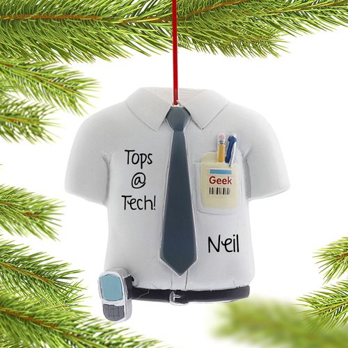 Personalized Computer Geek Shirt Christmas Ornament