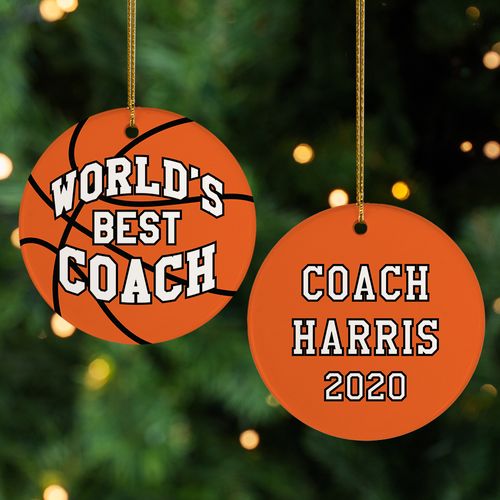 Personalized Best Basketball Coach Christmas Ornament