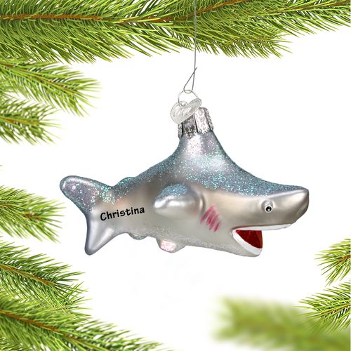 Personalized Glass Shark Christmas Ornament