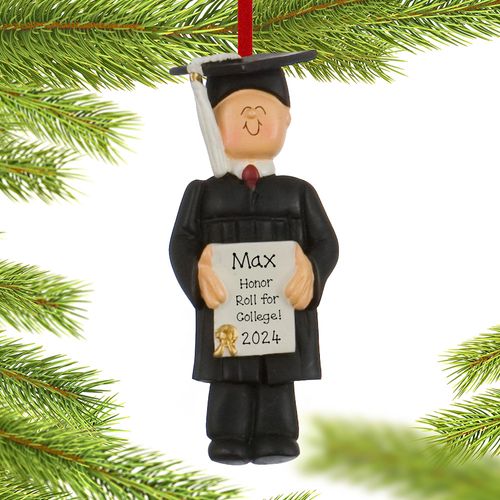 Personalized Graduate Male Christmas Ornament